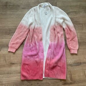 525 America Dip Dye Ombre Long Button Cardigan Sweater Pink Cotton Women S Boho